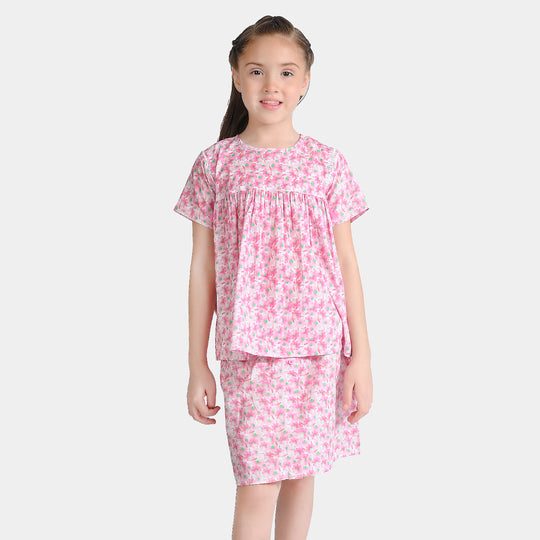 Girls Cotton Poplin Casual Top Daisy-Pink