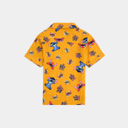 Infant Girls Viscose Nightwear-AOP Stitch- Yellow