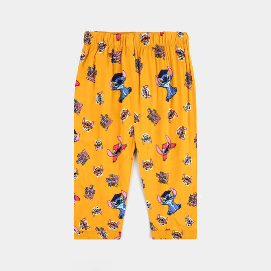 Infant Girls Viscose Nightwear-AOP Stitch- Yellow