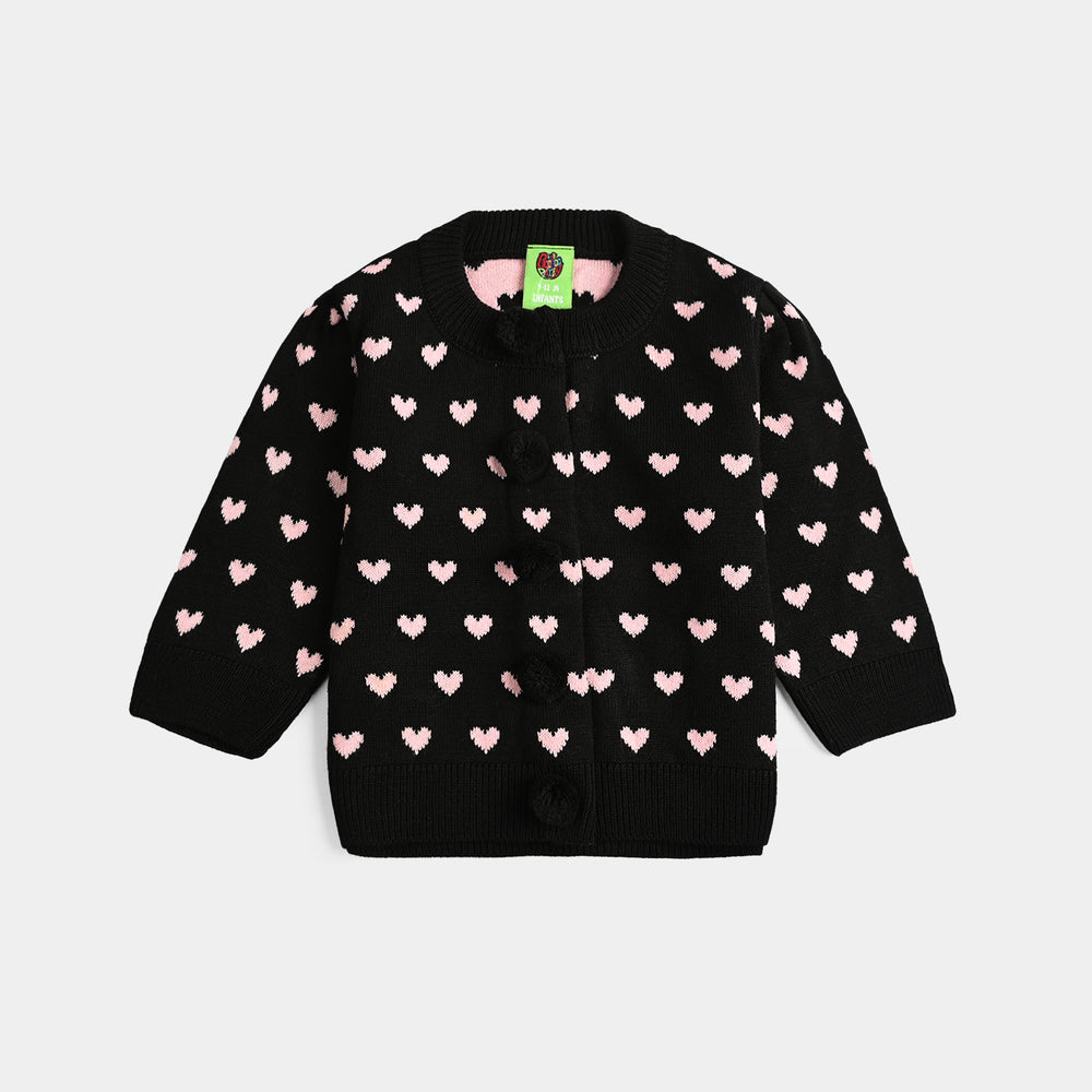 Infant Girls Acrylic Suit-Jacquard Heart-Multi