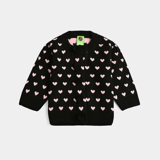 Infant Girls Acrylic Suit-Jacquard Heart-Multi