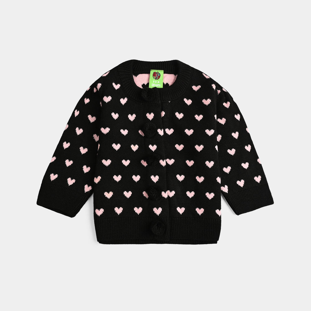 Infant Girls Acrylic Co-Ord Set Jacquard Heart - Multi