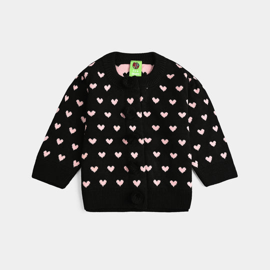 Infant Girls Acrylic Co-Ord Set Jacquard Heart - Multi