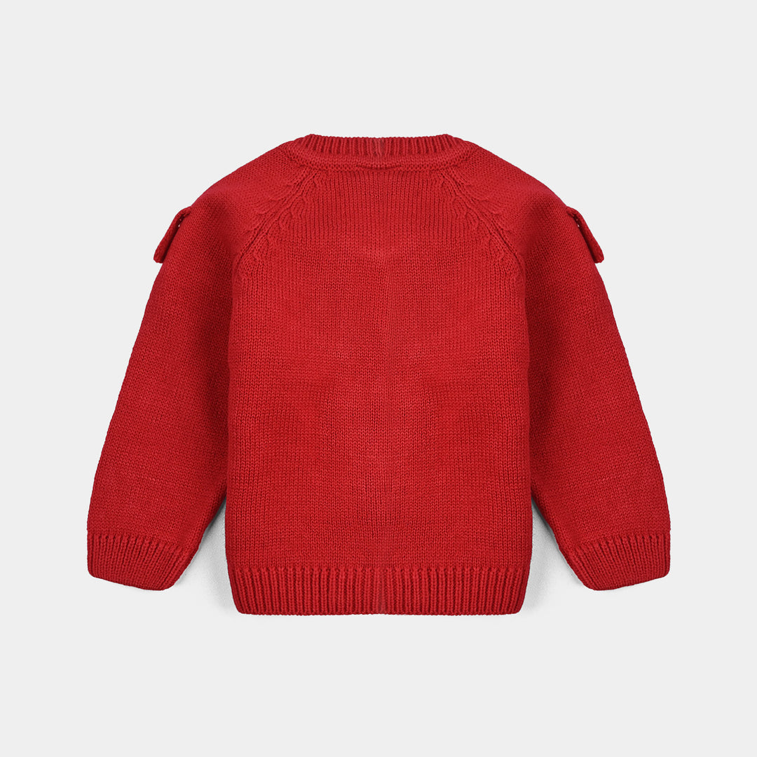 Infant Girls Acrylic Suit-Scarlet - RED