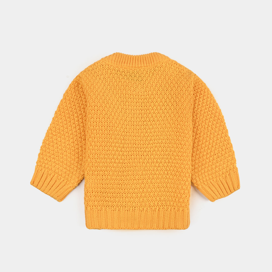 Infant Girls Acrylic Suit-Pompom Knitting-Mustard