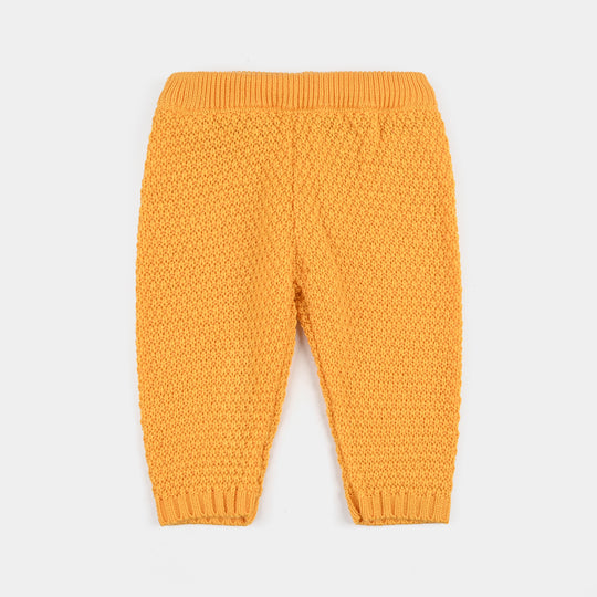 Infant Girls Acrylic Suit-Pompom Knitting-Mustard