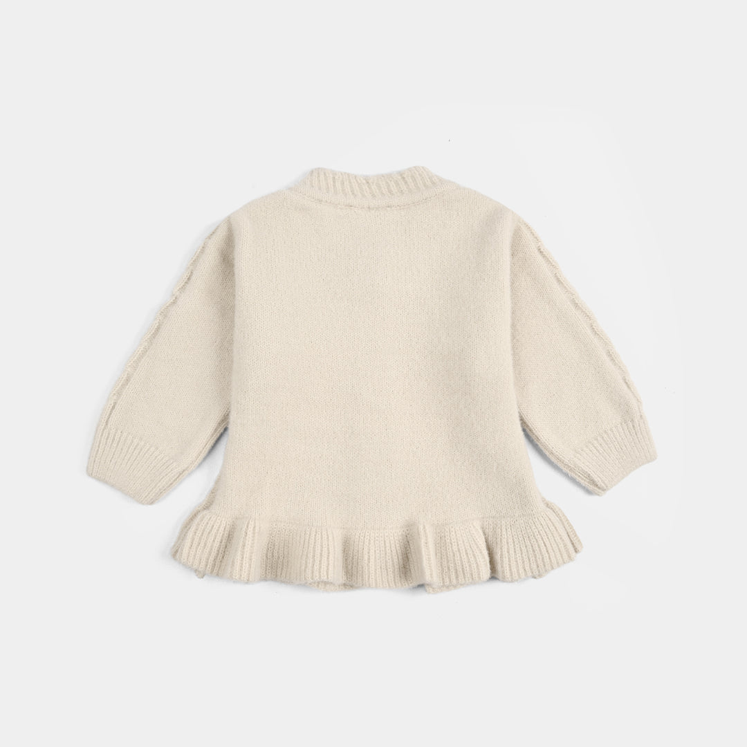Infant Girls Acrylic-Crystal Feather Suit-Triangle - BEIGE