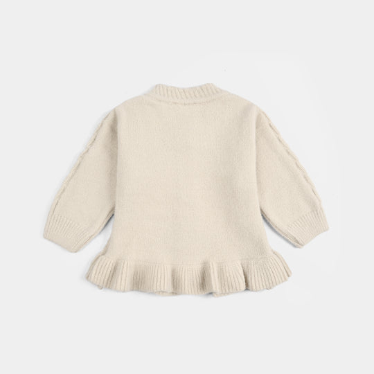 Infant Girls Acrylic-Crystal Feather Suit-Triangle - BEIGE
