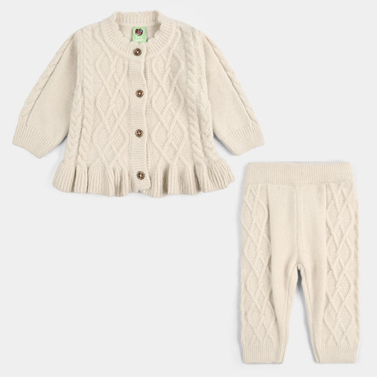 Infant Girls Acrylic-Crystal Feather Suit-Triangle - BEIGE