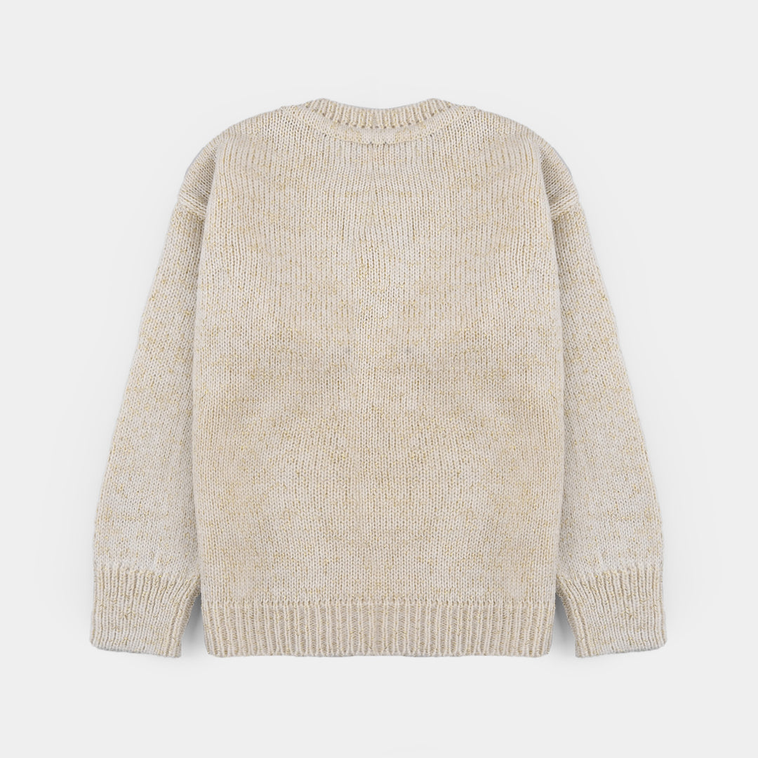 Girls Acrylic-Feather Lurex Sweater-Daisy-OFF-White