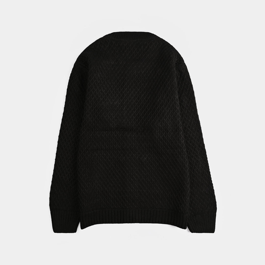 Girls Acrylic Sweater-Diamonds-BLACK