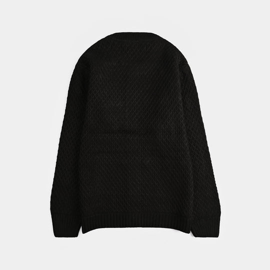 Girls Acrylic Sweater-Diamonds-BLACK
