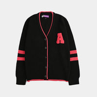 Girls Acrylic Sweater Cardigan-Black