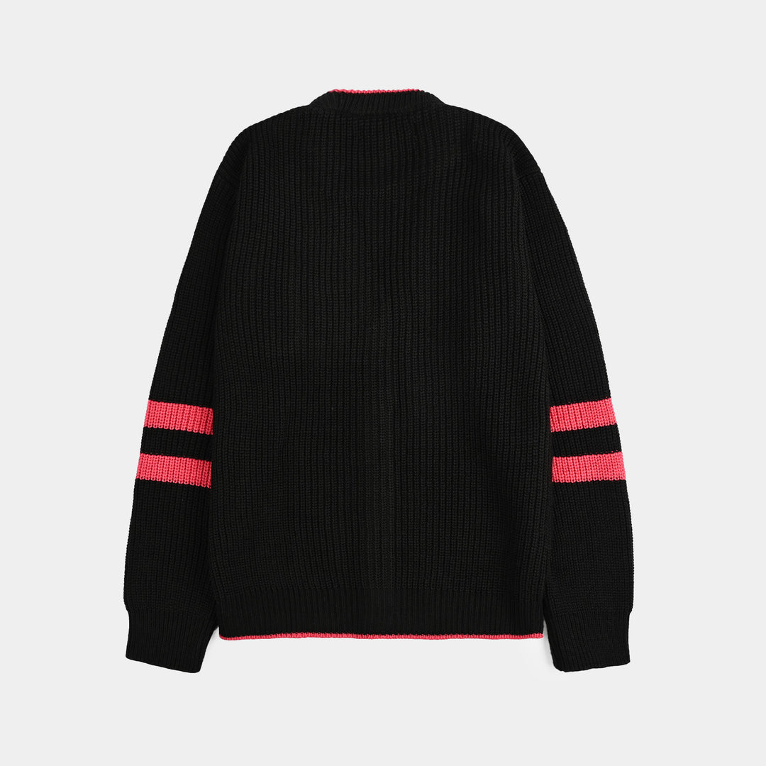 Girls Acrylic Sweater Cardigan-Black