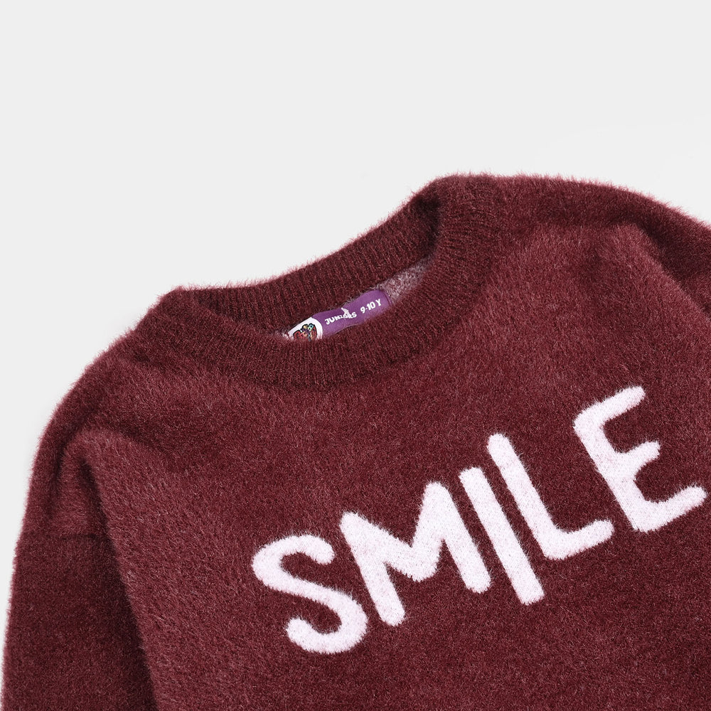 Girls VPN-Acrylic Sweater-Smile-MAROON