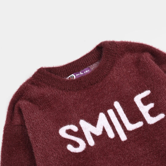 Girls VPN-Acrylic Sweater-Smile-MAROON