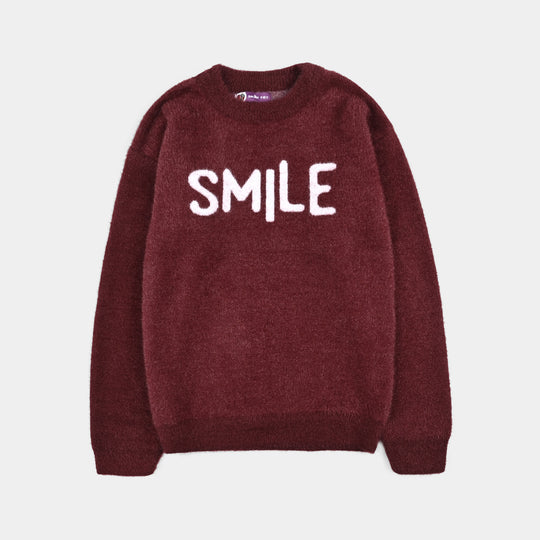 Girls VPN-Acrylic Sweater-Smile-MAROON