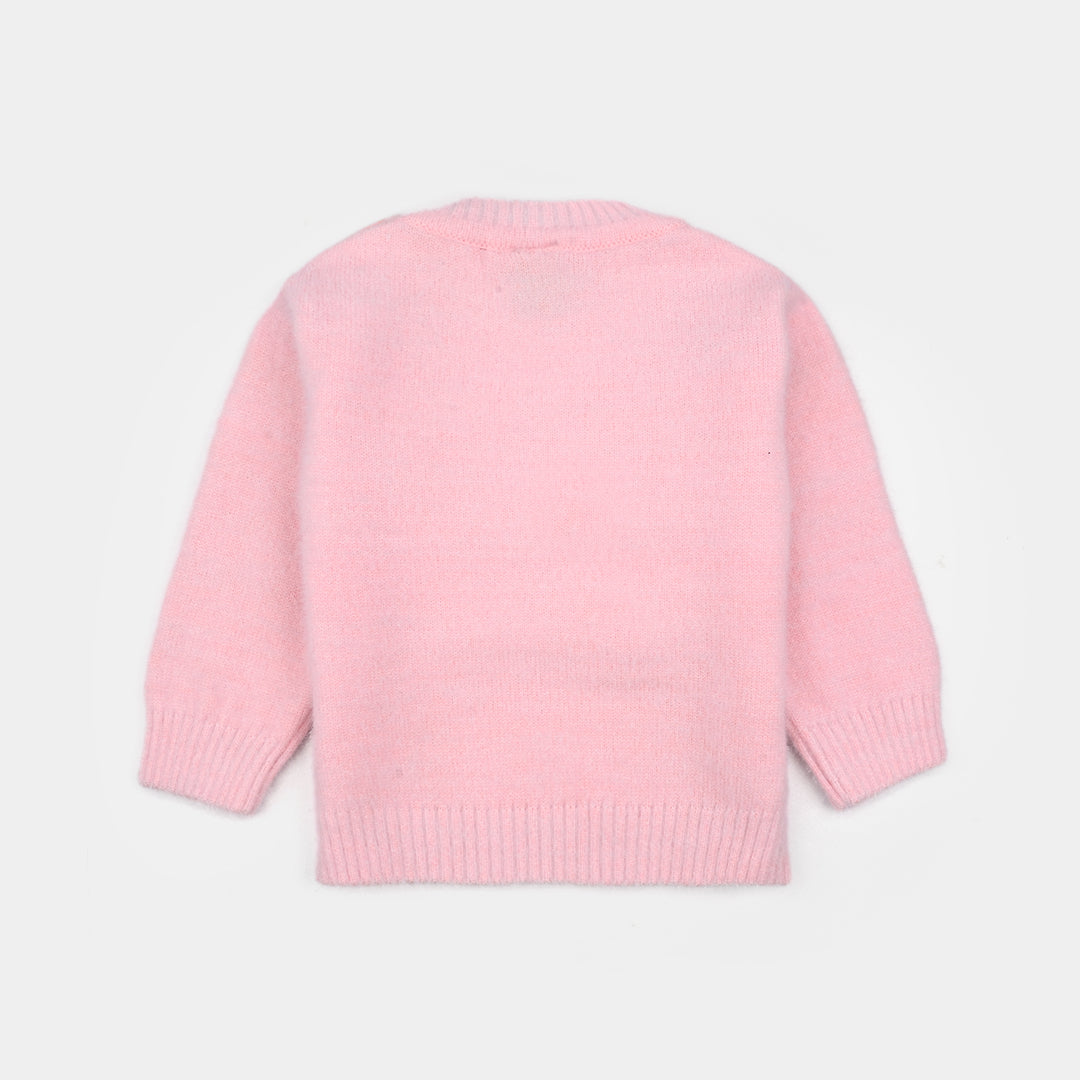 Infant Girls Acrylic-Crystal Feather Sweater-Butterfly-L.Pink