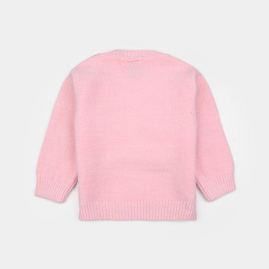 Infant Girls Acrylic-Crystal Feather Sweater-Butterfly-L.Pink