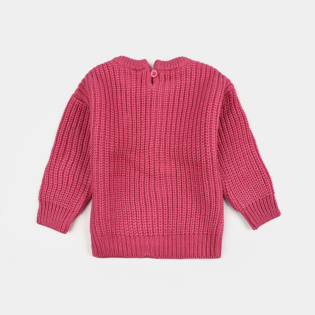 Infant Girls Acrylic Sweater-Love EMB-H.Pink