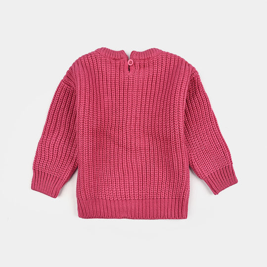 Infant Girls Acrylic Sweater-Love EMB-H.Pink