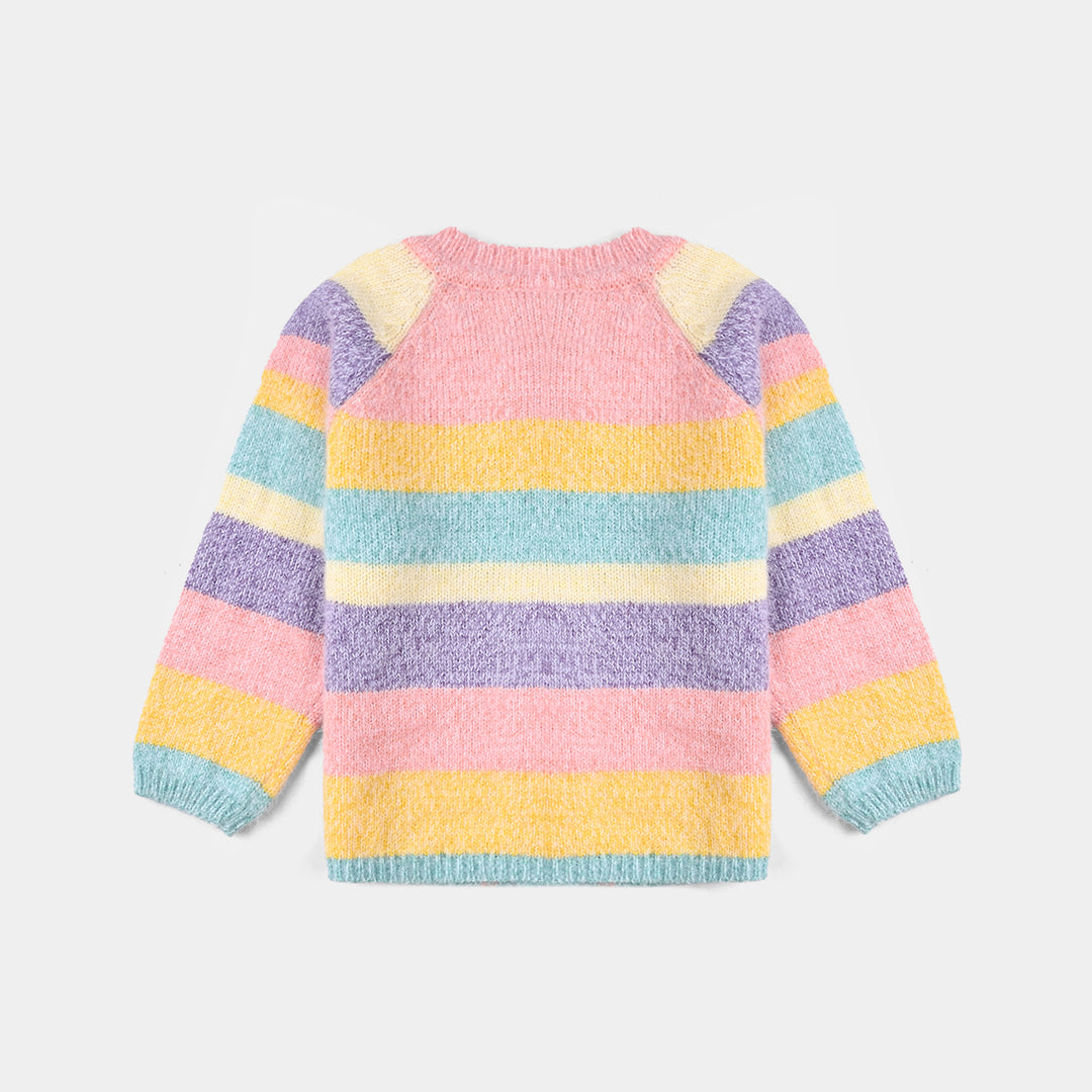 Infant Girls Acrylic-Feather Lurex Sweater-Multi Feather - Multi