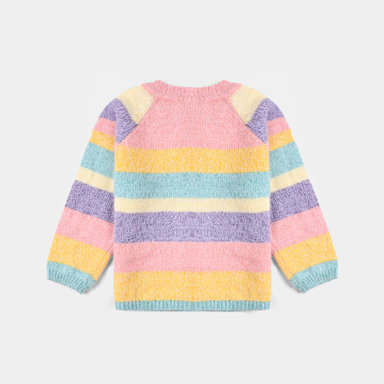 Infant Girls Acrylic-Feather Lurex Sweater-Multi Feather - Multi