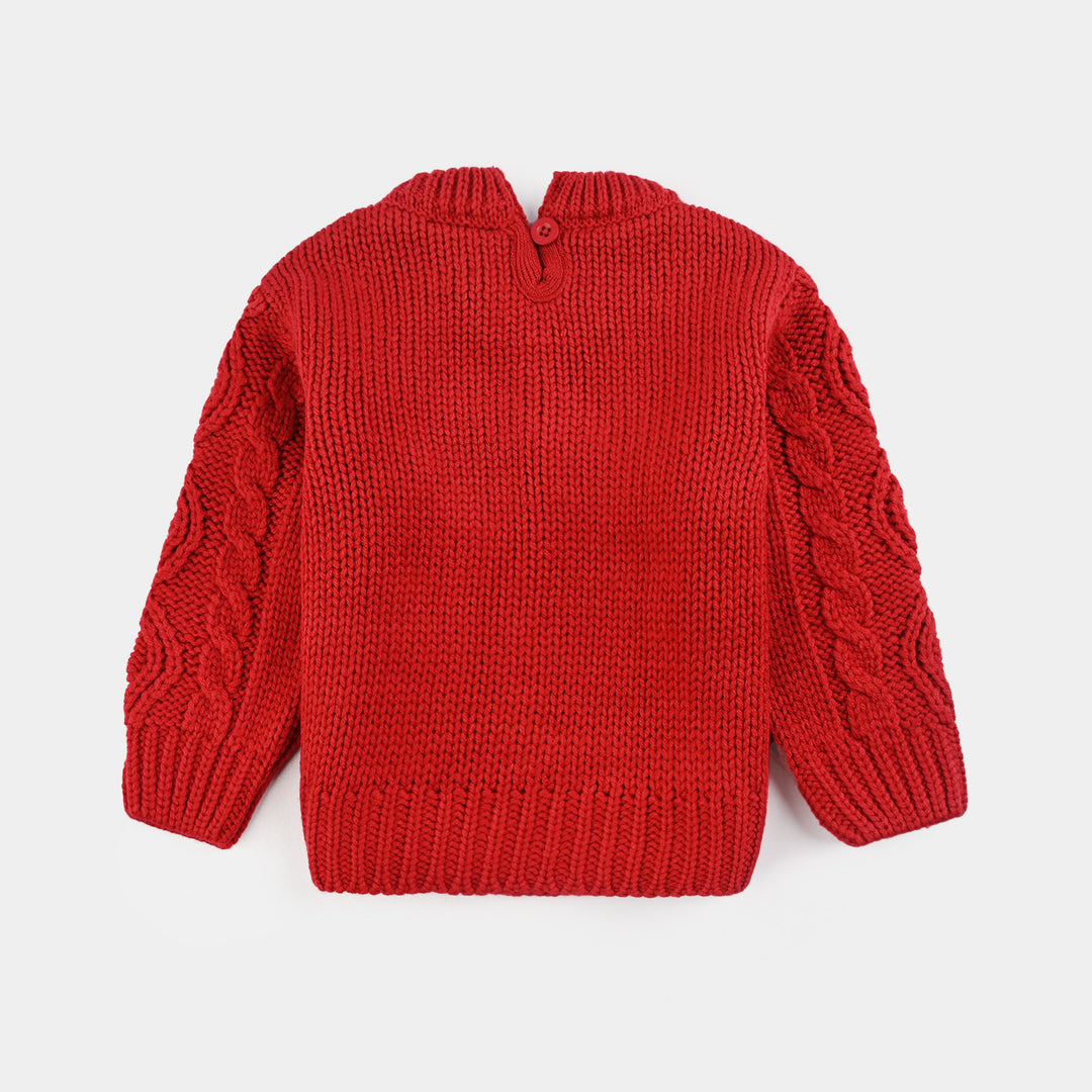 Infant Girls Acrylic Sweater Garden-RED