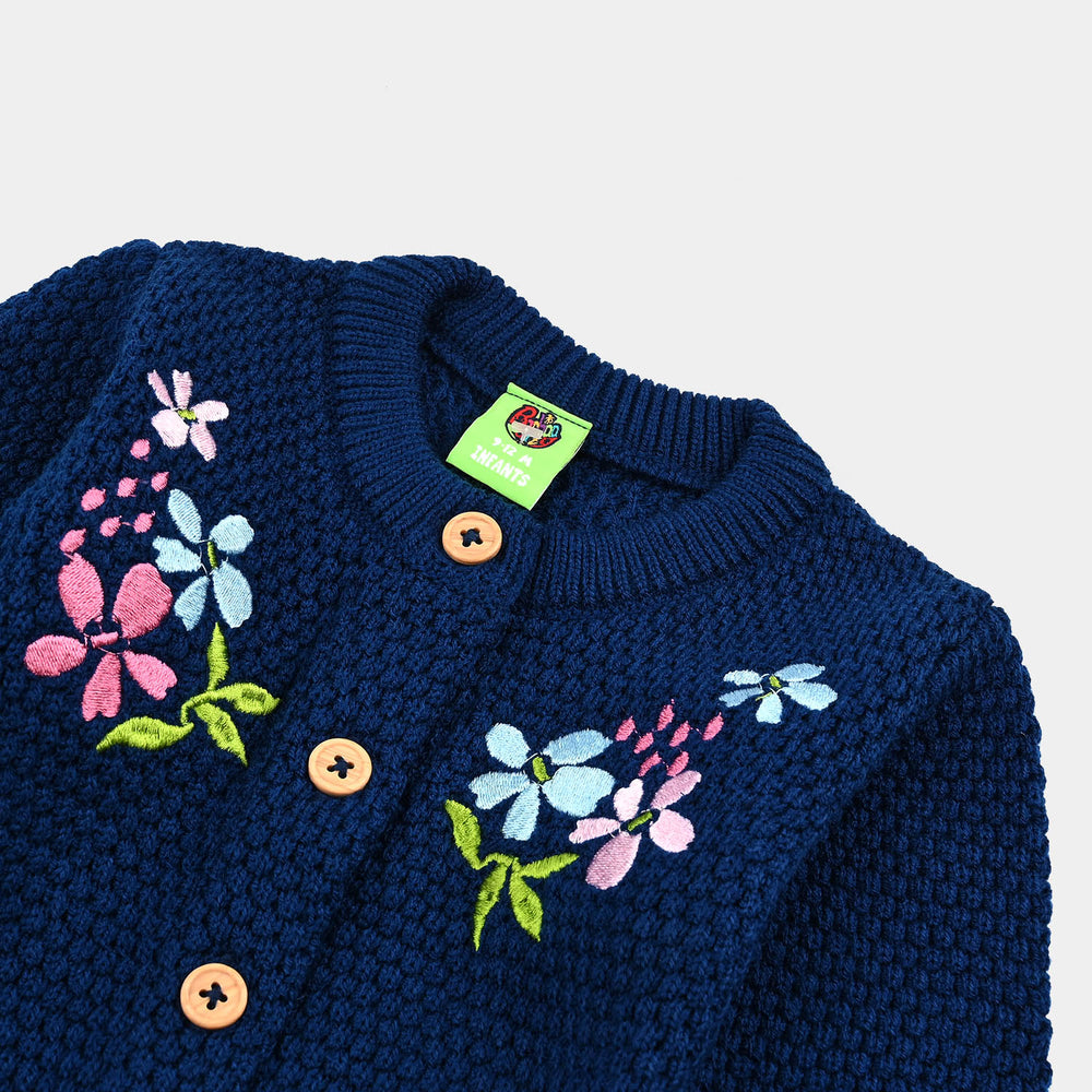 Infant Girls Acrylic Sweater-Lilly - R.Blue