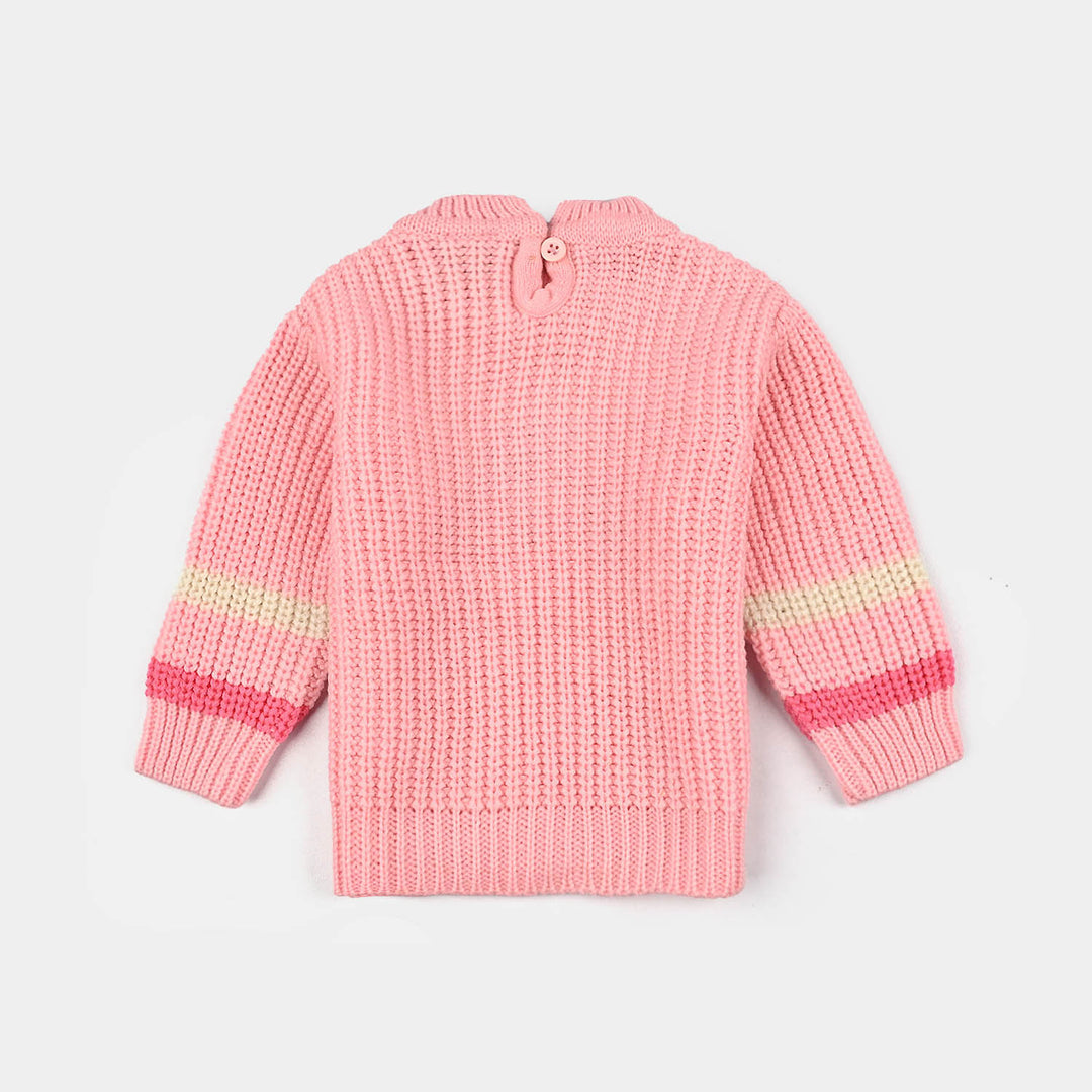 Infant Girls Acrylic Sweater-Cute Face - Pink