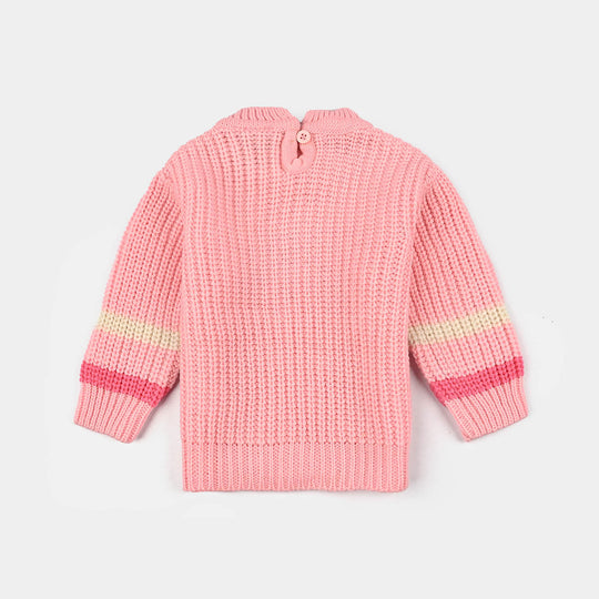 Infant Girls Acrylic Sweater-Cute Face - Pink