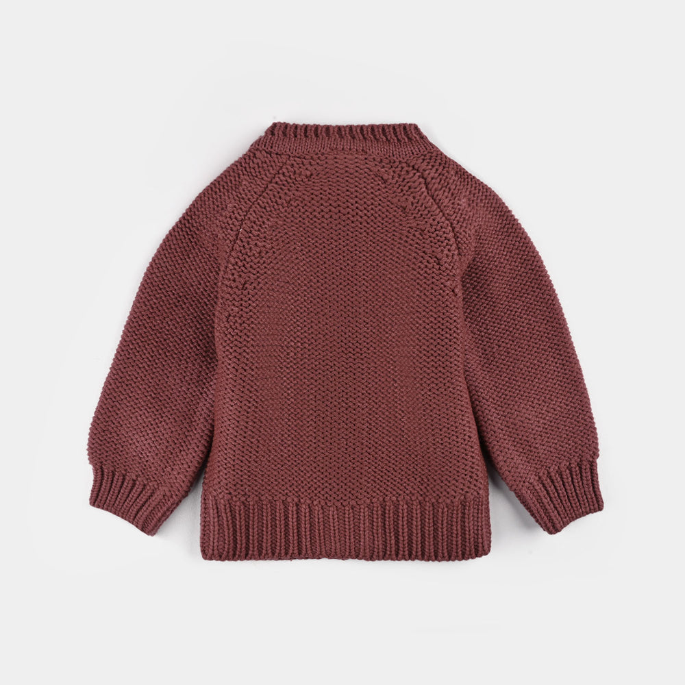 Infant Girls Acrylic Sweater-Flower Bunch-Brown