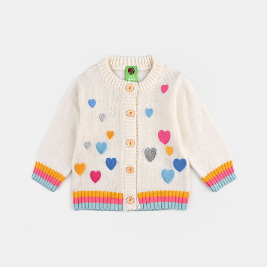 Infant Girls Acrylic Sweater-Multi hearts
