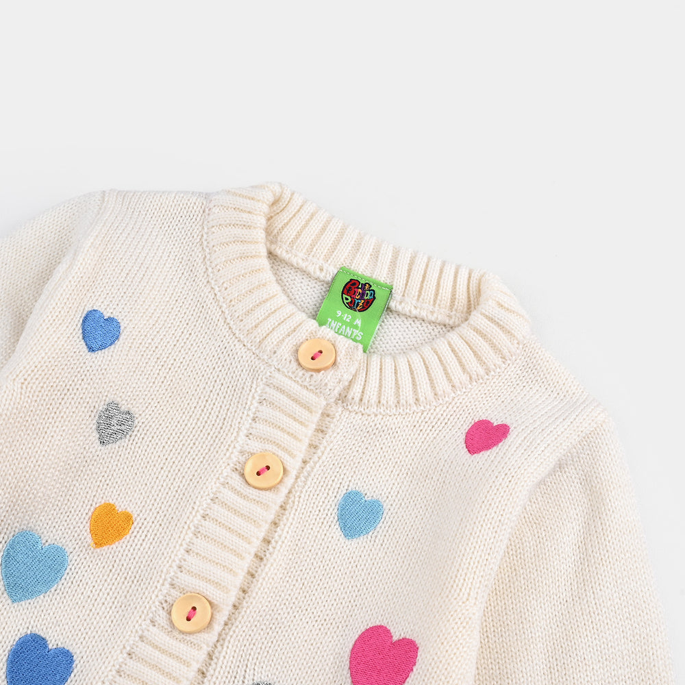 Infant Girls Acrylic Sweater-Multi hearts