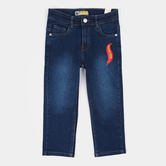 Boys Denim Stretch Pant Hot wheels-Mid Blue