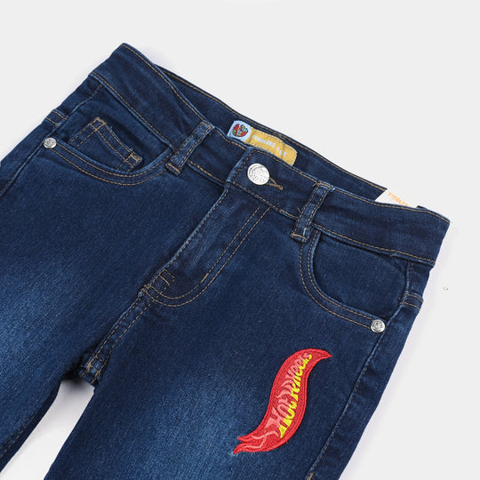 Boys Denim Stretch Pant Hot wheels-Mid Blue