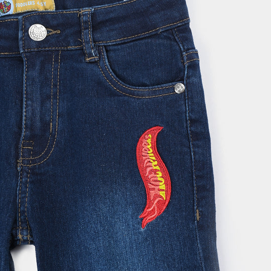 Boys Denim Stretch Pant Hot wheels-Mid Blue