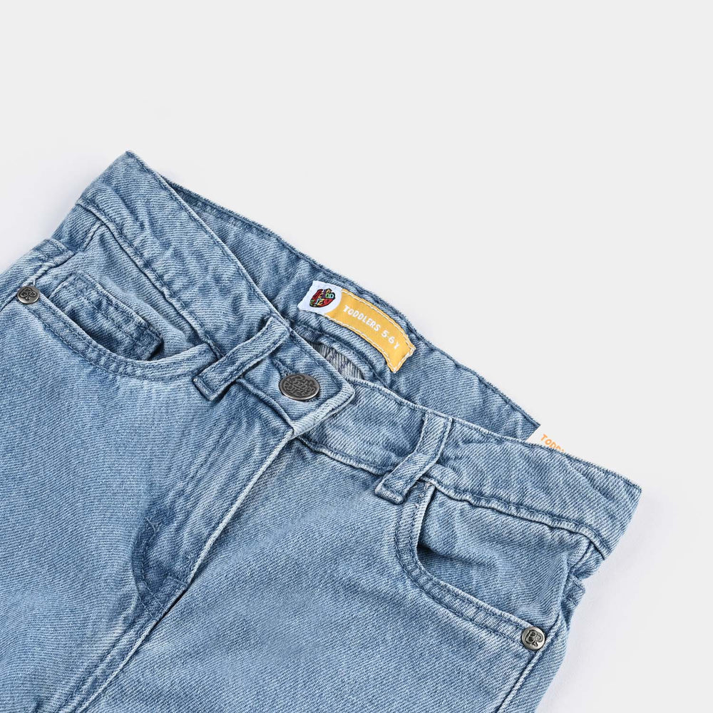 Girls Denim Pant Studs-Mid Blue