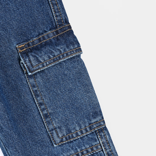 Girls Denim Stretch Pant Cargo Style-LT.Blue