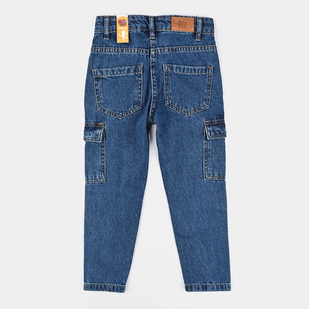 Girls Denim Stretch Pant Cargo Style-LT.Blue