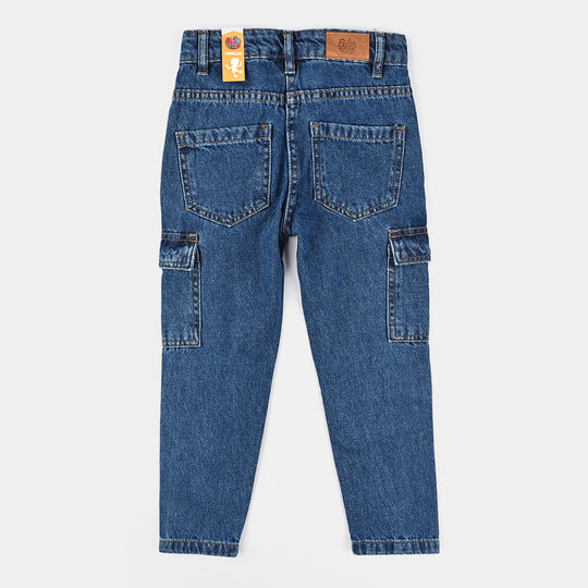 Girls Denim Stretch Pant Cargo Style-LT.Blue