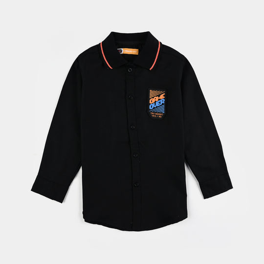 Boys Oxford Casual Shirt (Game Over)-BLACK