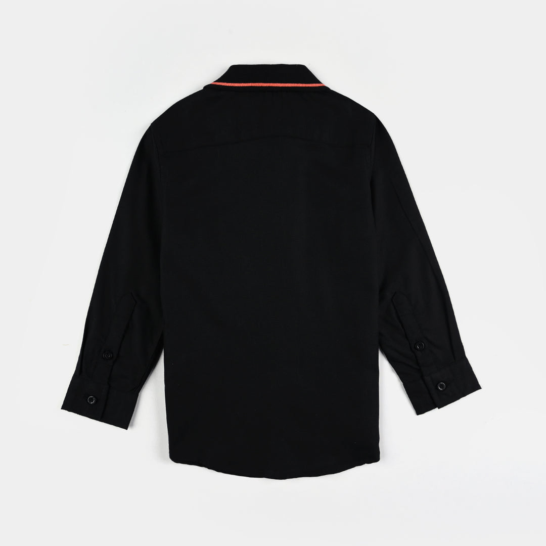 Boys Oxford Casual Shirt (Game Over)-BLACK
