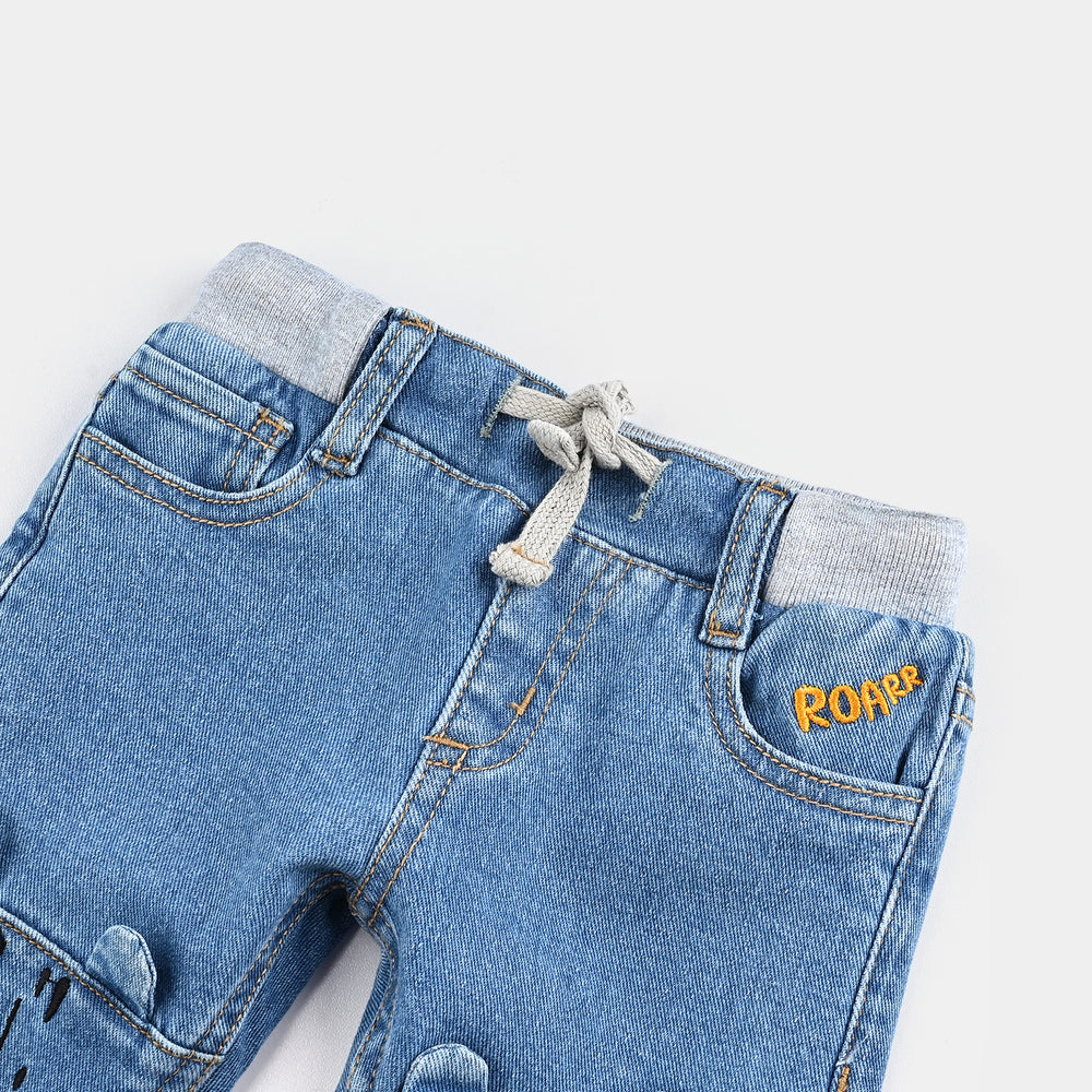Infant Boys Denim rigid Pant Tiger Face-LT.Blue