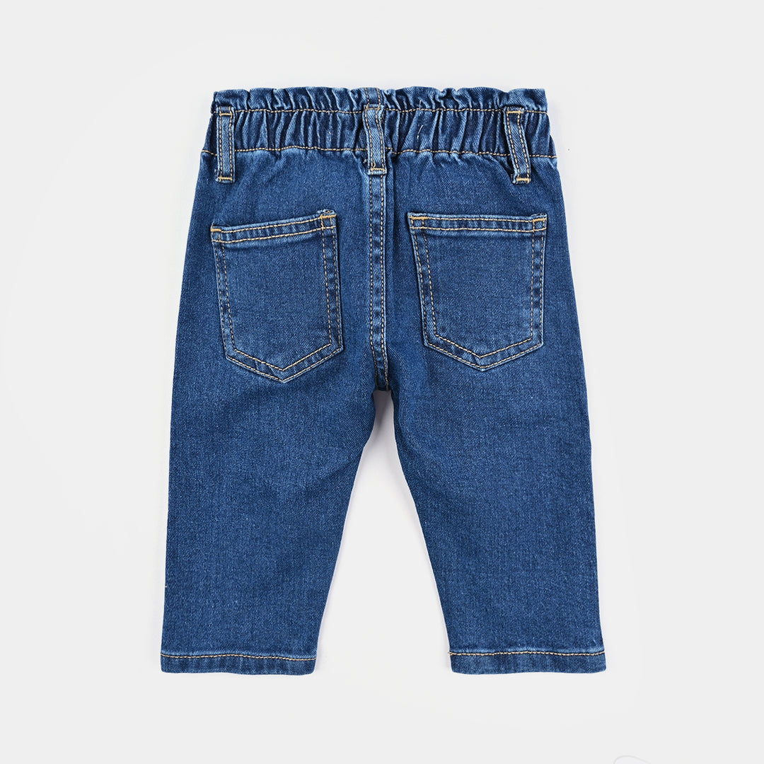 Infant Girls Denim rigid Pant-Mid Blue
