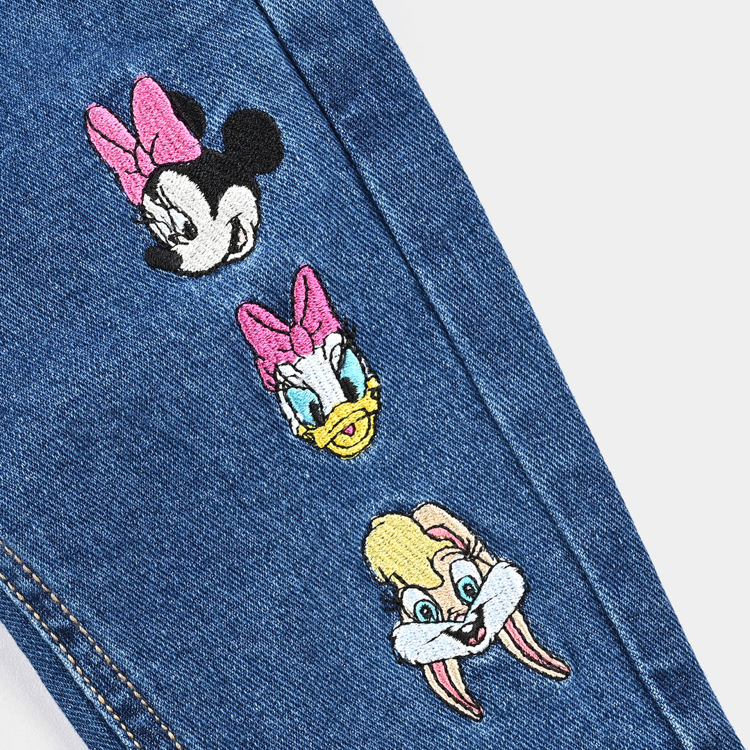 Infant Girls Denim rigid Pant-Mid Blue