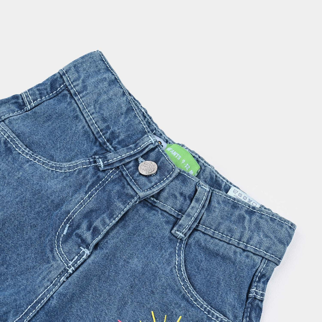 Infant Girls Denim rigid Short Happiness-Mid Blue