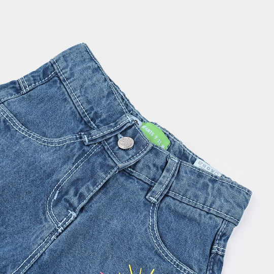 Infant Girls Denim rigid Short Happiness-Mid Blue