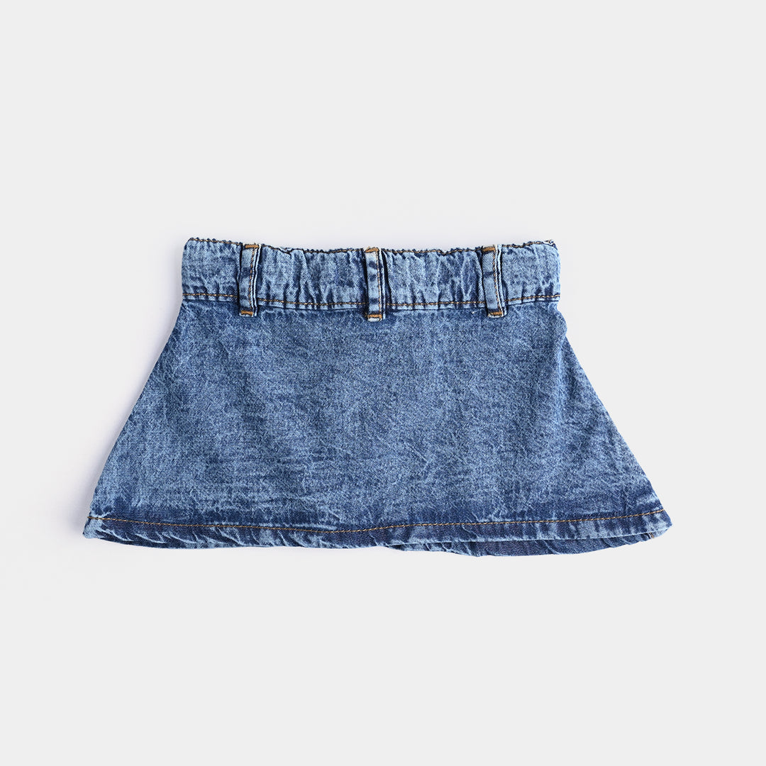 Infant Girls Denim rigid Skirt Pleats-Ice Blue