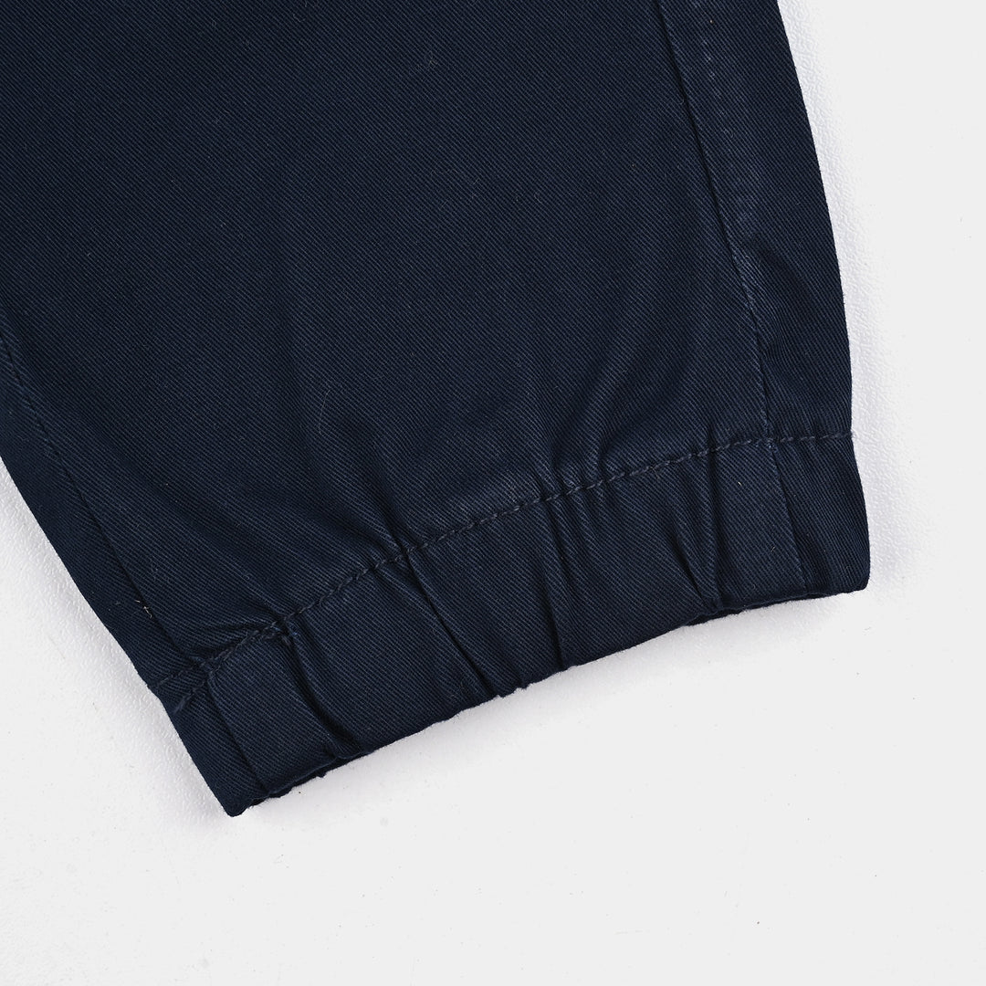 Infant Girls Cotton Twill Pant Cute Bunny-Navy Blue